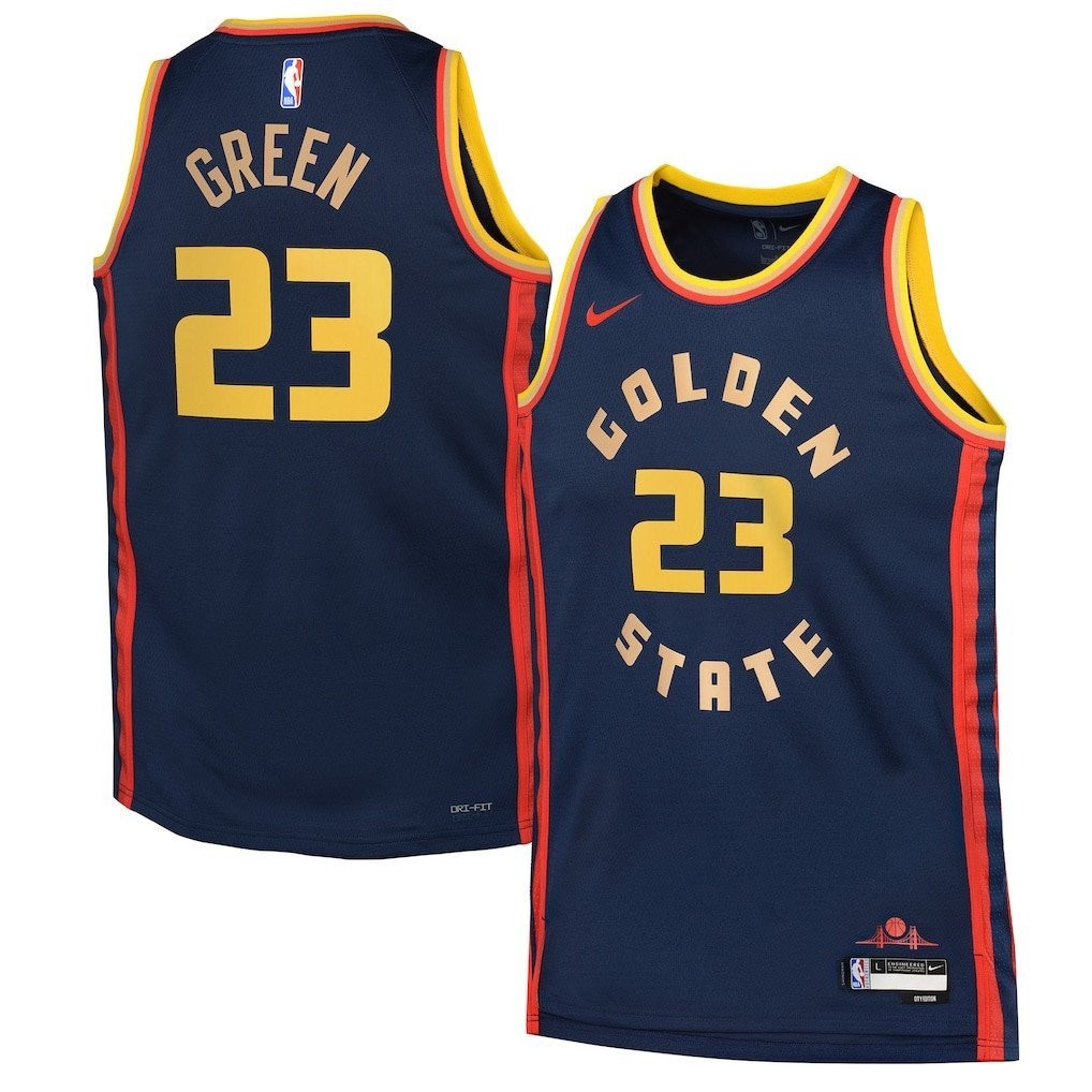 Draymond Green 23 Golden State Warriors Youth City Edition Navy Swingman Jersey