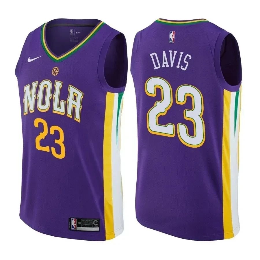Men's Pelicans Male Anthony Davis 23 City Edition Purple Jersey