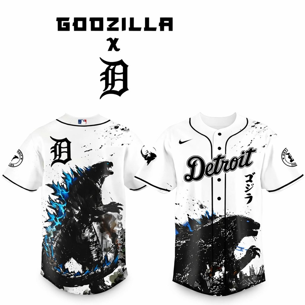 Detroit Tigers x Godzilla Monster Baseball Jersey