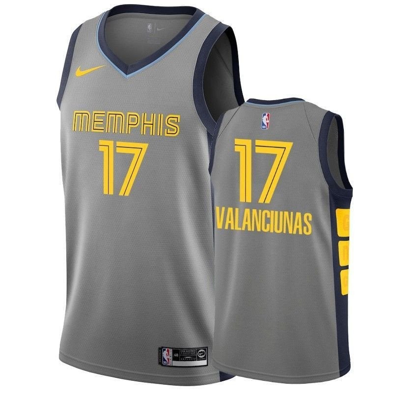 Men's Grizzlies Men's Jonas Valanciunas 17 City Gray Jersey