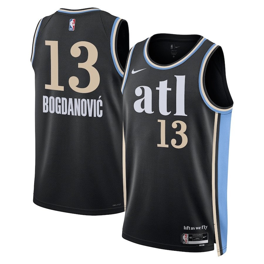 Bogdan Bogdanovic 13 Atlanta Hawks 2023/24 City Edition Swingman Jersey Black