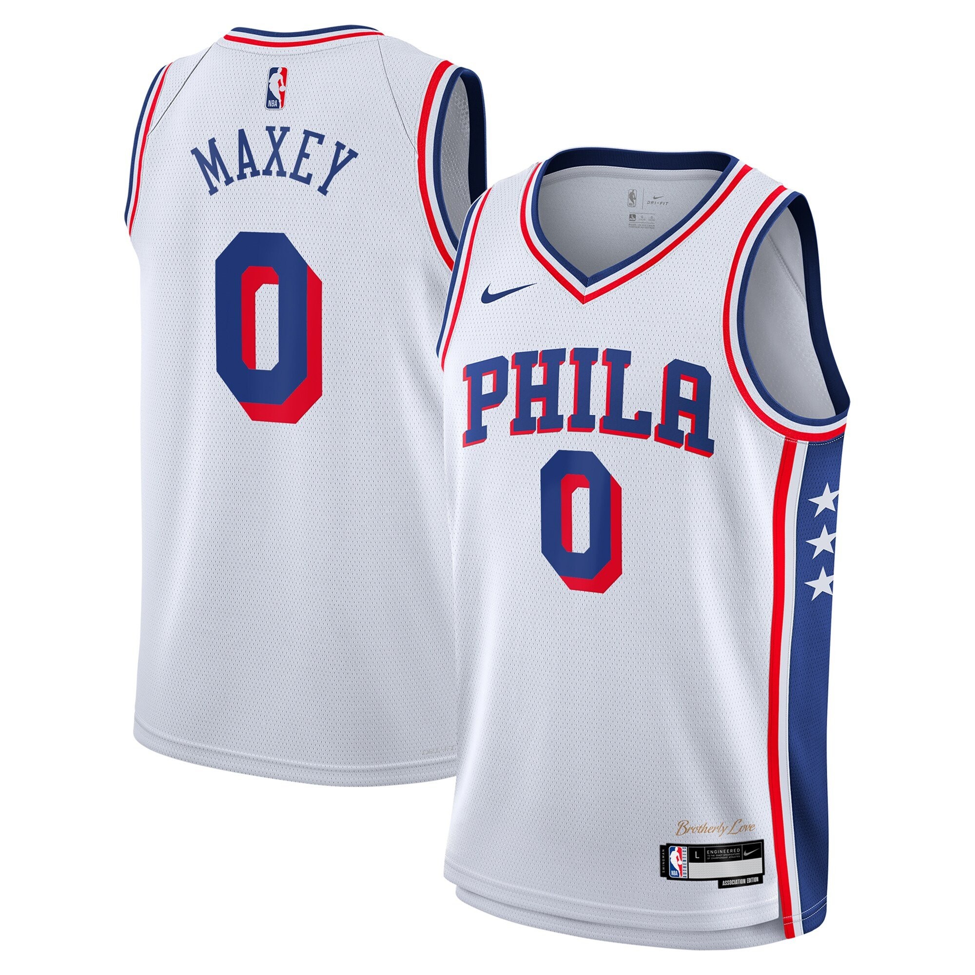 Philadelphia 76ers Association Swingman Jersey Blanco Tyrese Maxey Youth Unisex