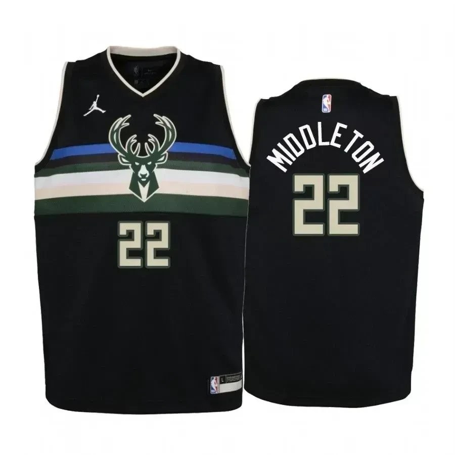 Youth Khris Middleton Milwaukee Bucks Black Statement Jersey Jumpman S-3XL