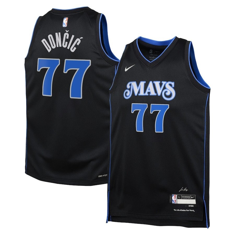Luka Doncic 77 Dallas Mavericks 2023/24 City Edition Swingman Youth Jersey Black