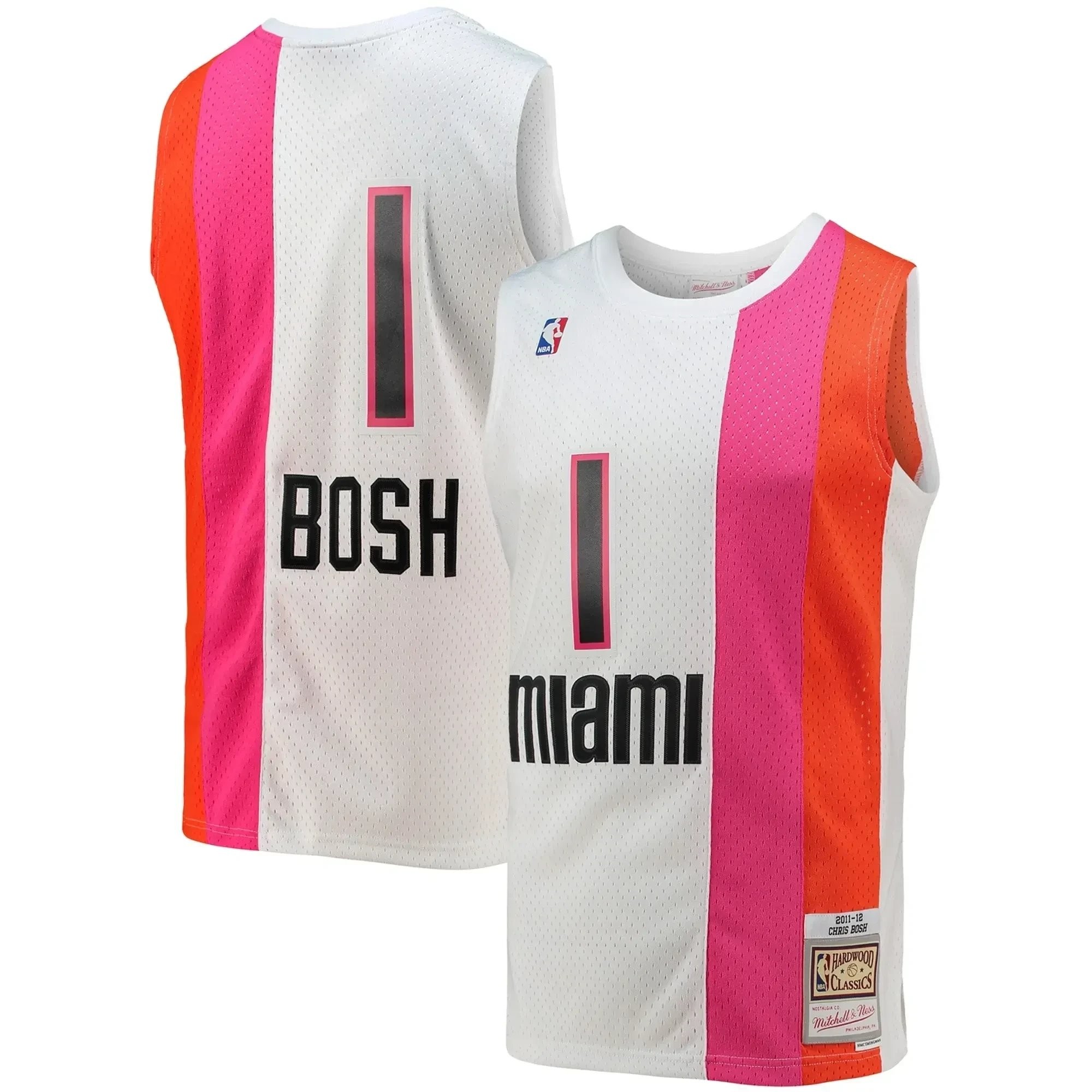 Chris Bosh Miami Heat Mitchell & Ness 2011-12 Hardwood Classics Swingman Jersey White