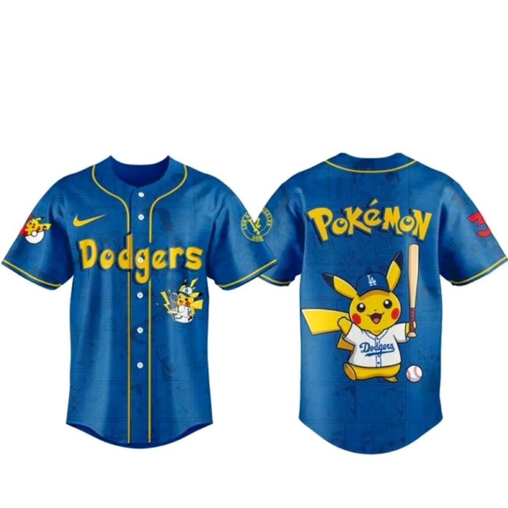 Los Angeles Dodgers x Pokemon 2026 Blue Baseball Jersey Version 2
