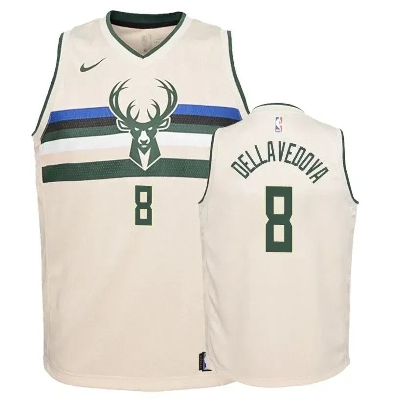 Youth Bucks Matthew Dellavedova #8 City Cream Jersey - Unisex Polyester S-3XL