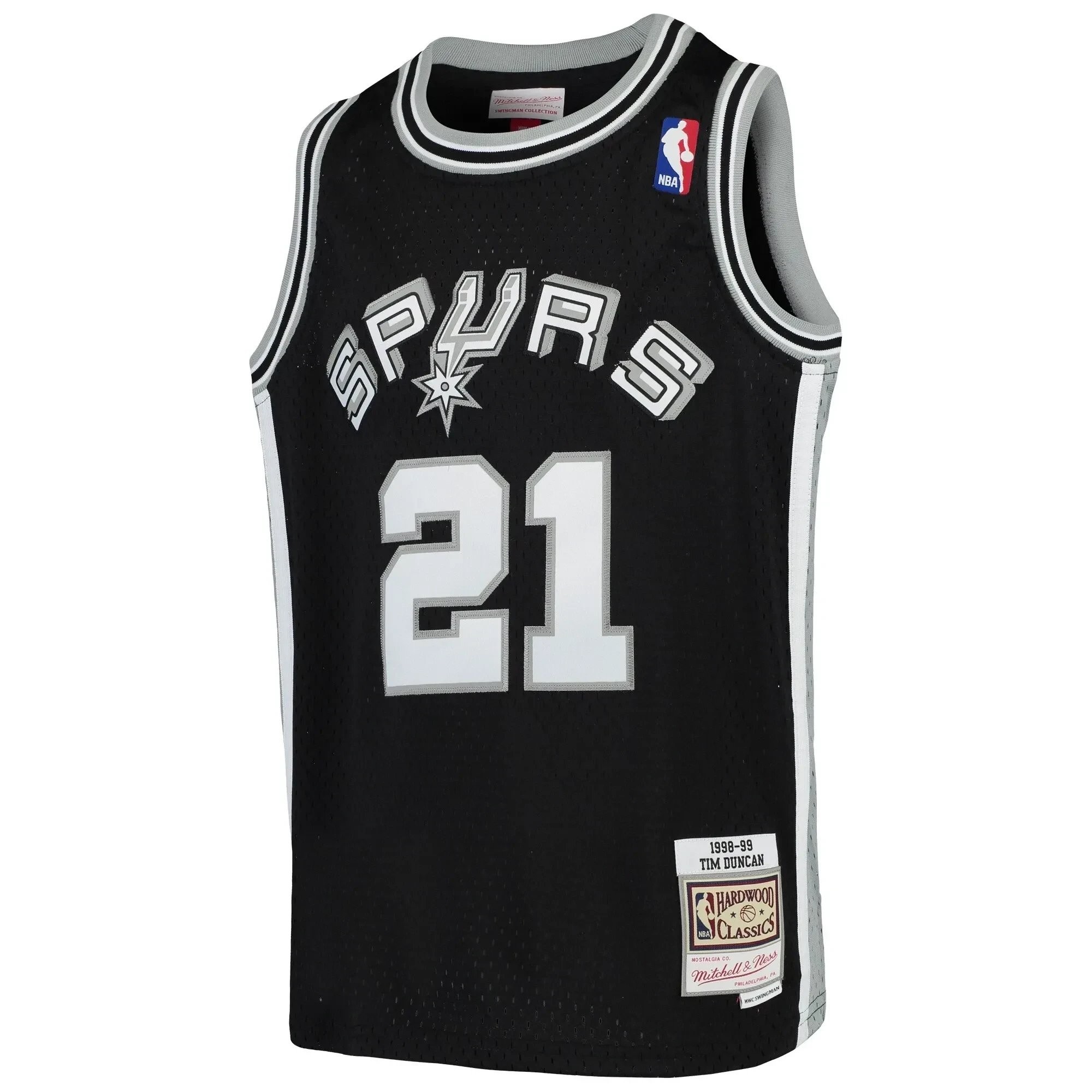 Tim Duncan San Antonio Spurs Mitchell Ness Youth Swingman Throwback Jersey - Black - Image 5