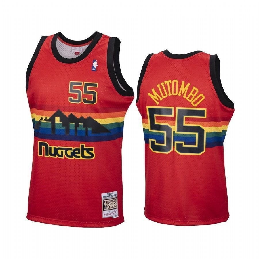 Men's Dikembe Mutombo Denver Nuggets Red Jersey Hardwood Classics NBA Replica