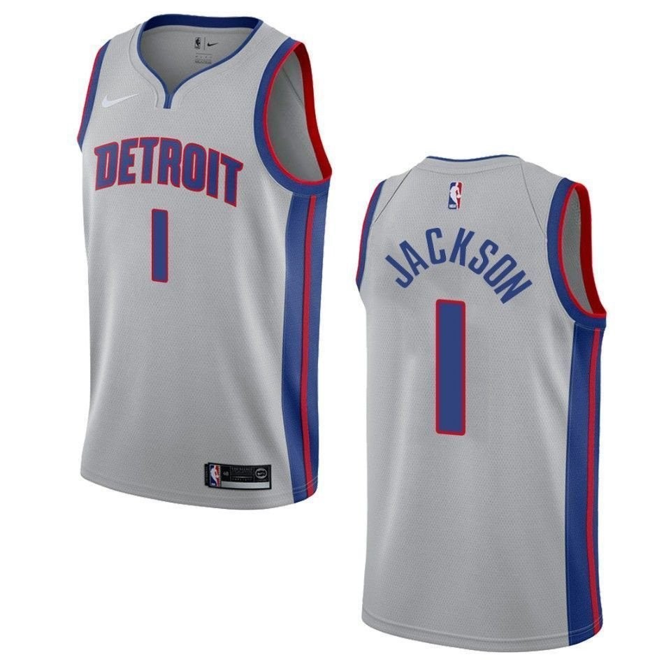 Men's Detroit Pistons Reggie Jackson Statement Swingman Jersey Gray S-3XL