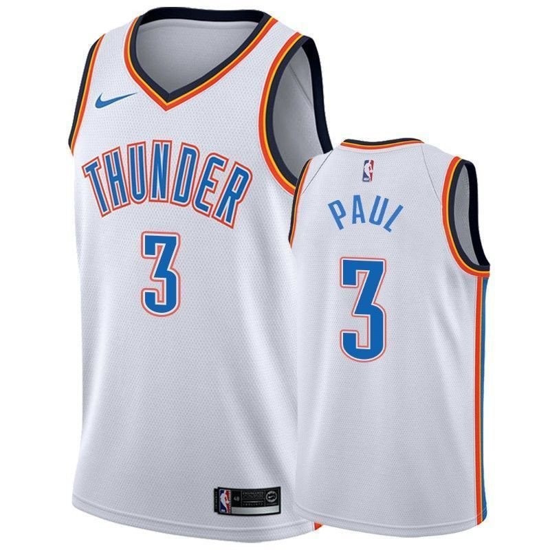 Men's Oklahoma City Thunder Chris Paul #3 Association Jersey - White Multi Color