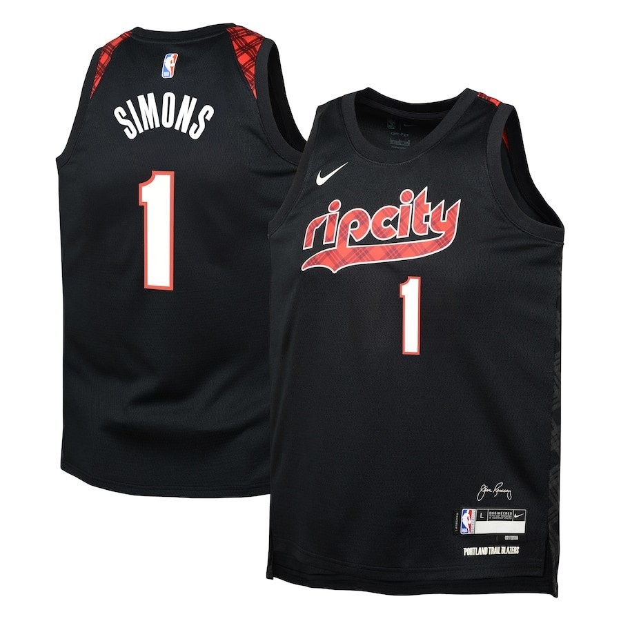 Anfernee Simons 1 Portland Trail Blazers 2023/24 City Edition Swingman Youth Jersey Black