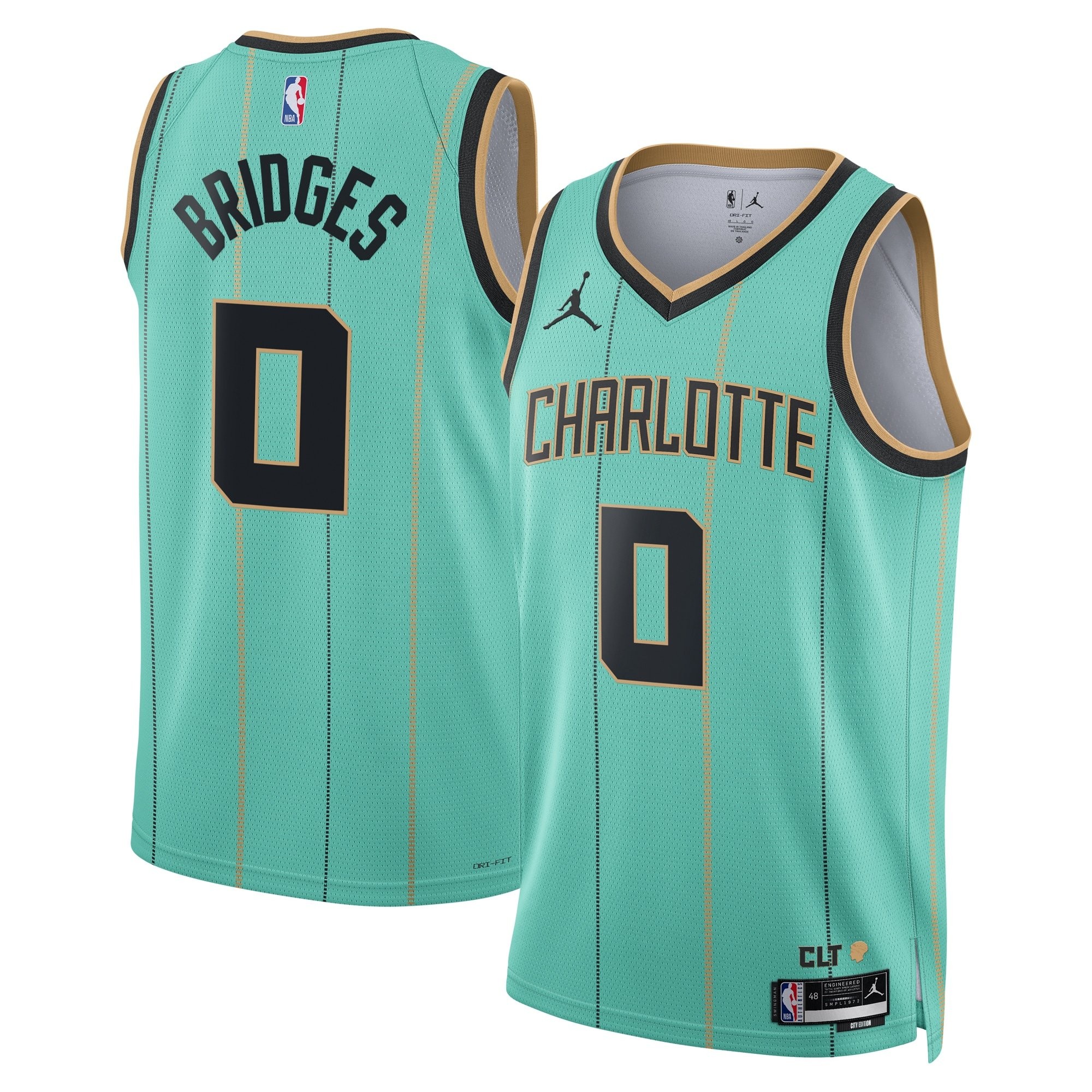 Charlotte Hornets 2024 City Edition Swingman Jersey Verde Azulado Miles Bridges Unisex