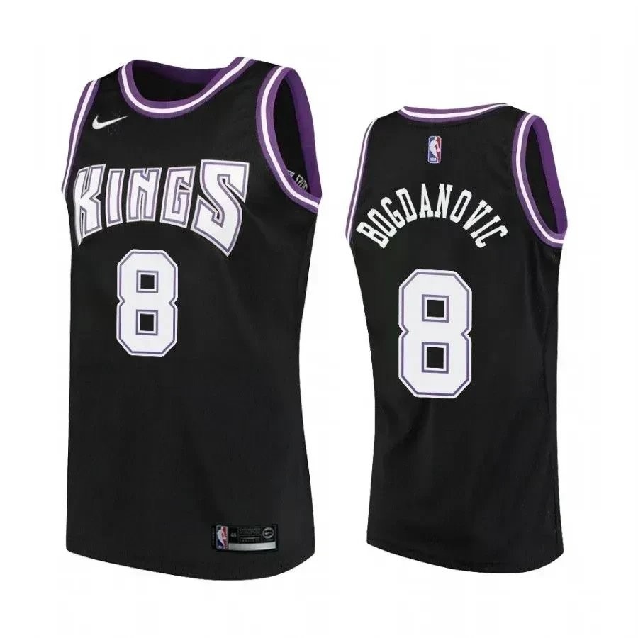 Men's Sacrato Kings 8 Bogdan Bogdanovic Hardwood Classics Black Jersey