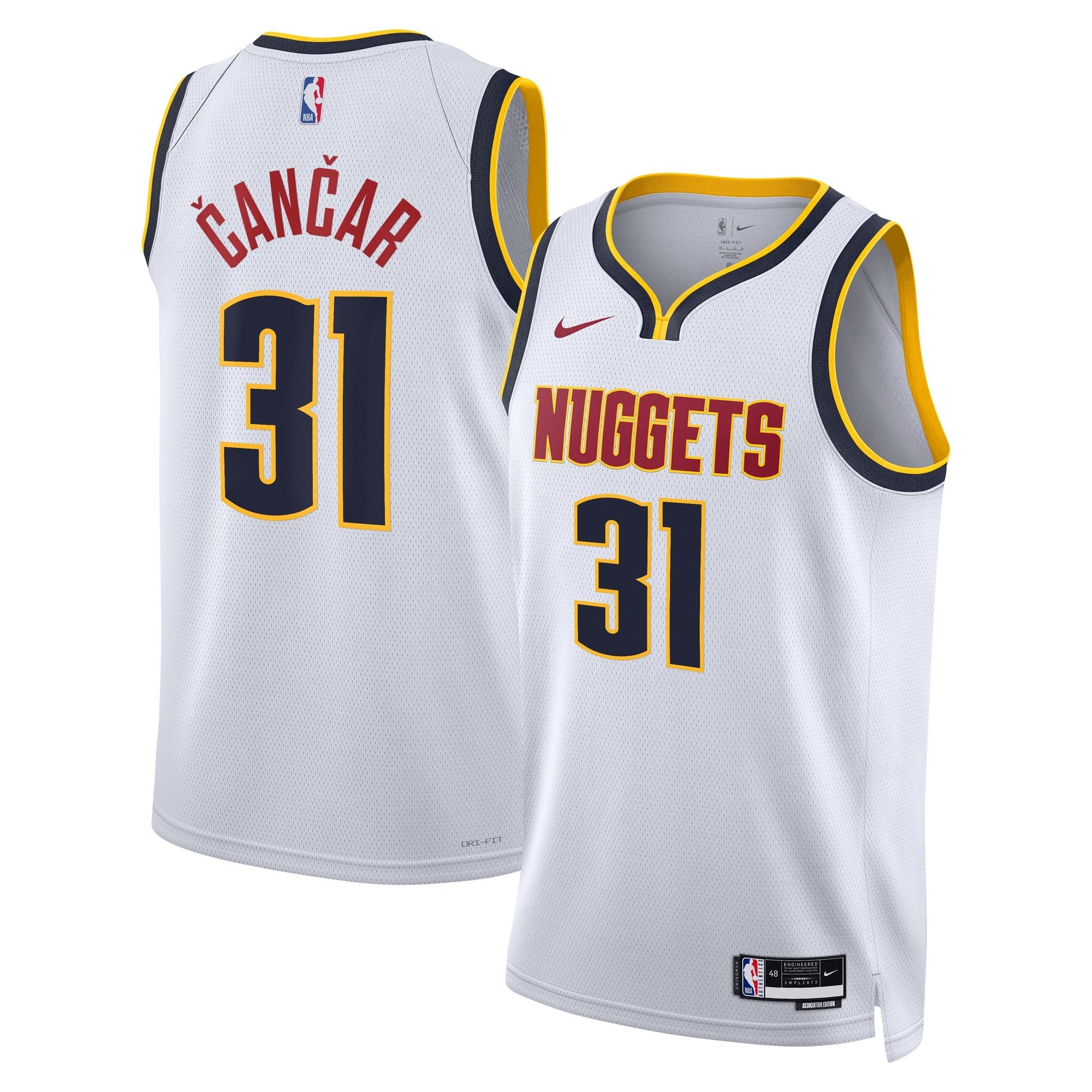 Denver Nuggets Association Edition Swingman Jersey White Vlatko Cancar Unisex