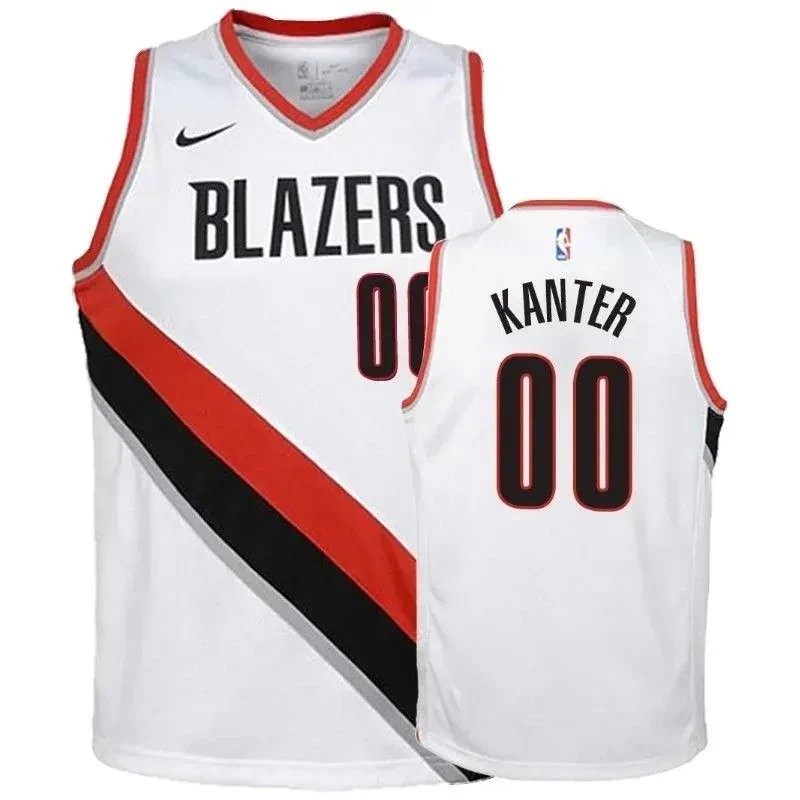 Youth Blazers Enes Kanter 00 Association White Jersey - Unisex 100% Polyester Sports Jersey S-3XL