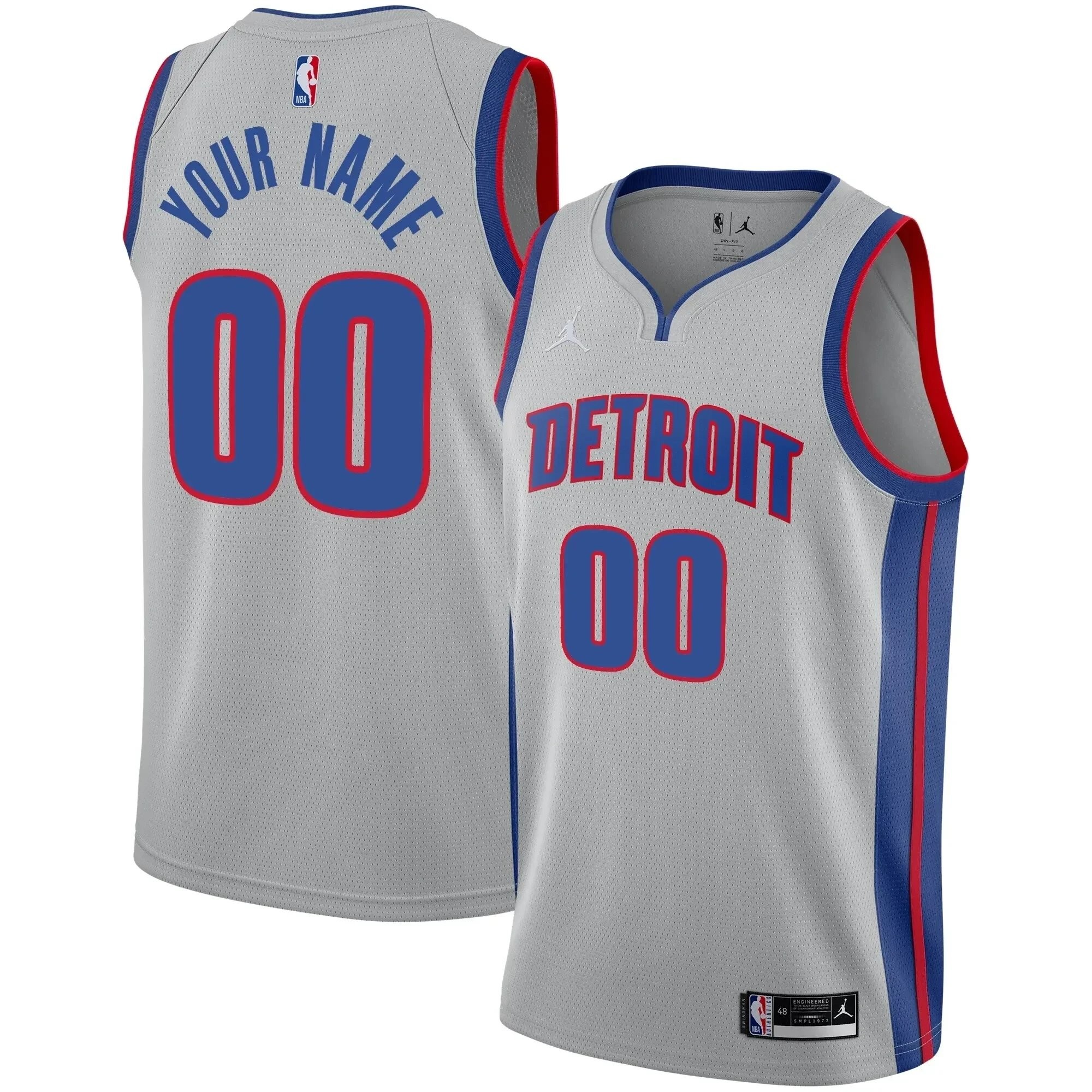 Detroit Pistons Swingman Custom Jersey Statement Edition Gray Unisex - Image 4
