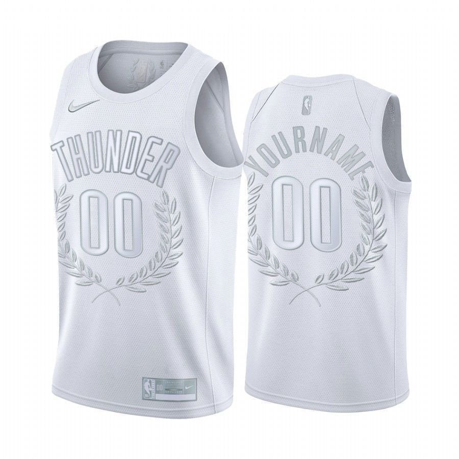 Men's Custom 00 Okc Thunder White Glory Awards Jersey