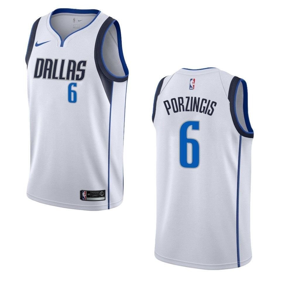 Men's Dallas Mavericks Kristaps Porzingis Association Swingman Jersey White