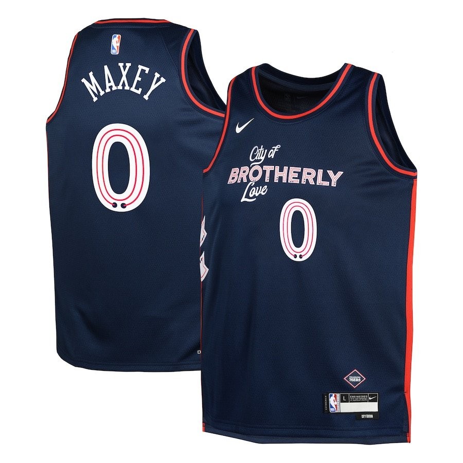 Tyrese Maxey 0 Philadelphia 76ers 2023/24 City Edition Swingman Youth Jersey Navy