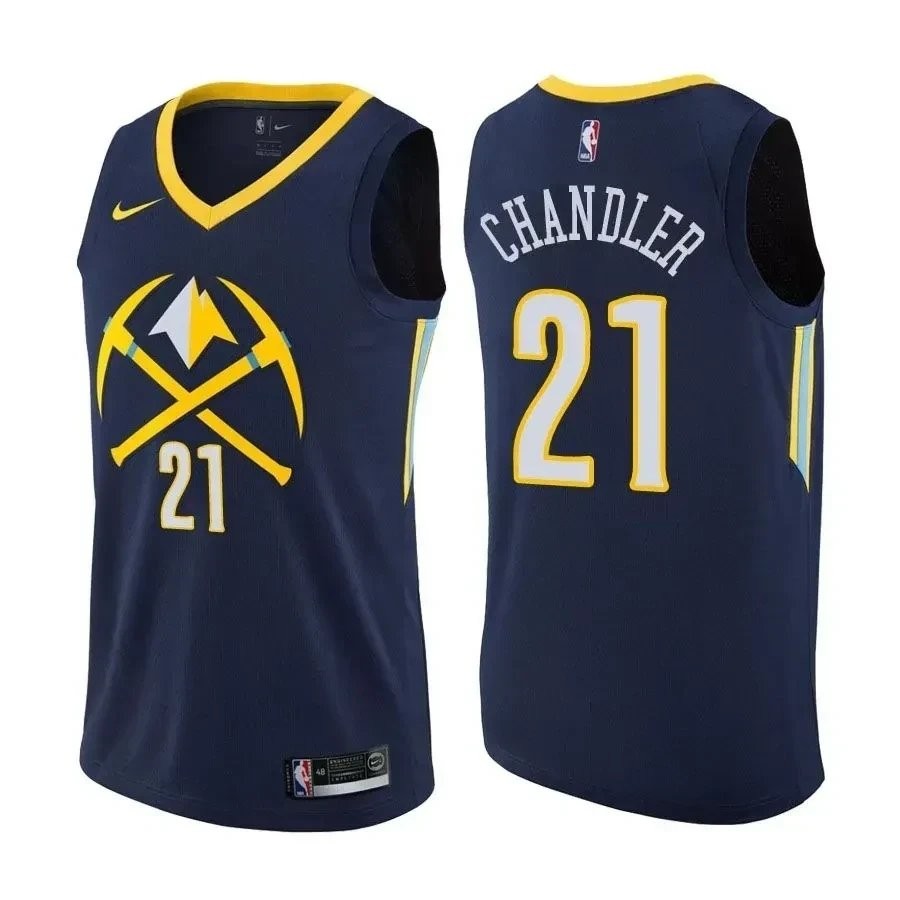 Men's Wilson Chandler 21 Nuggets City Edition Navy Basketball Jersey