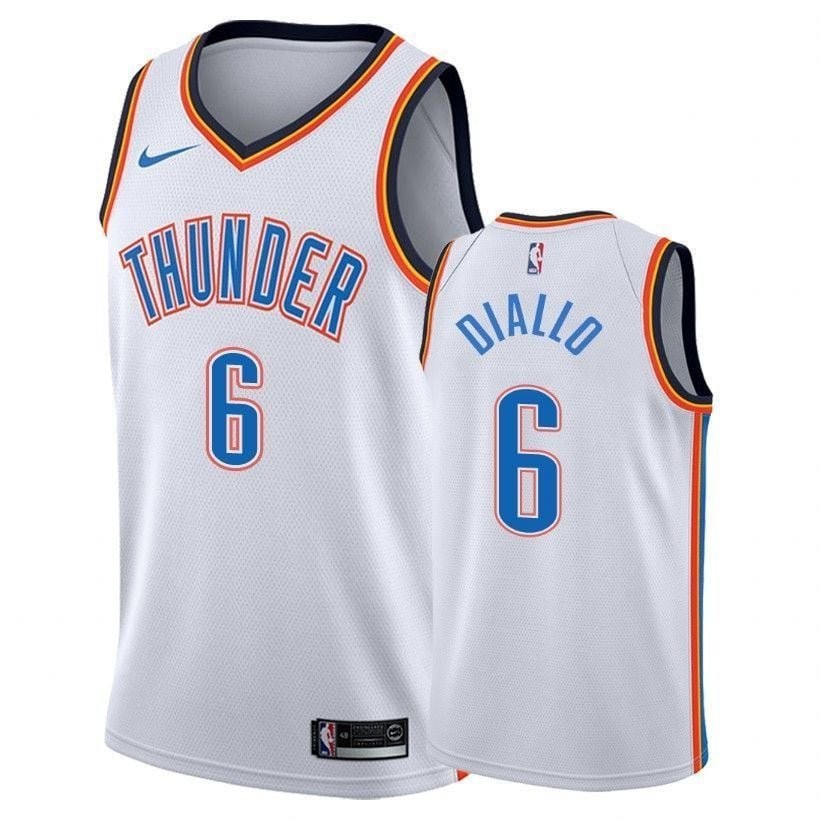 Men's Thunder Hamidou Dialou #6 Association White NBA Basketball Jersey