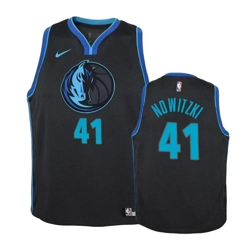 Youth Mavericks Dirk Nowitzki #41 City Anthracite Basketball Jersey - Unisex