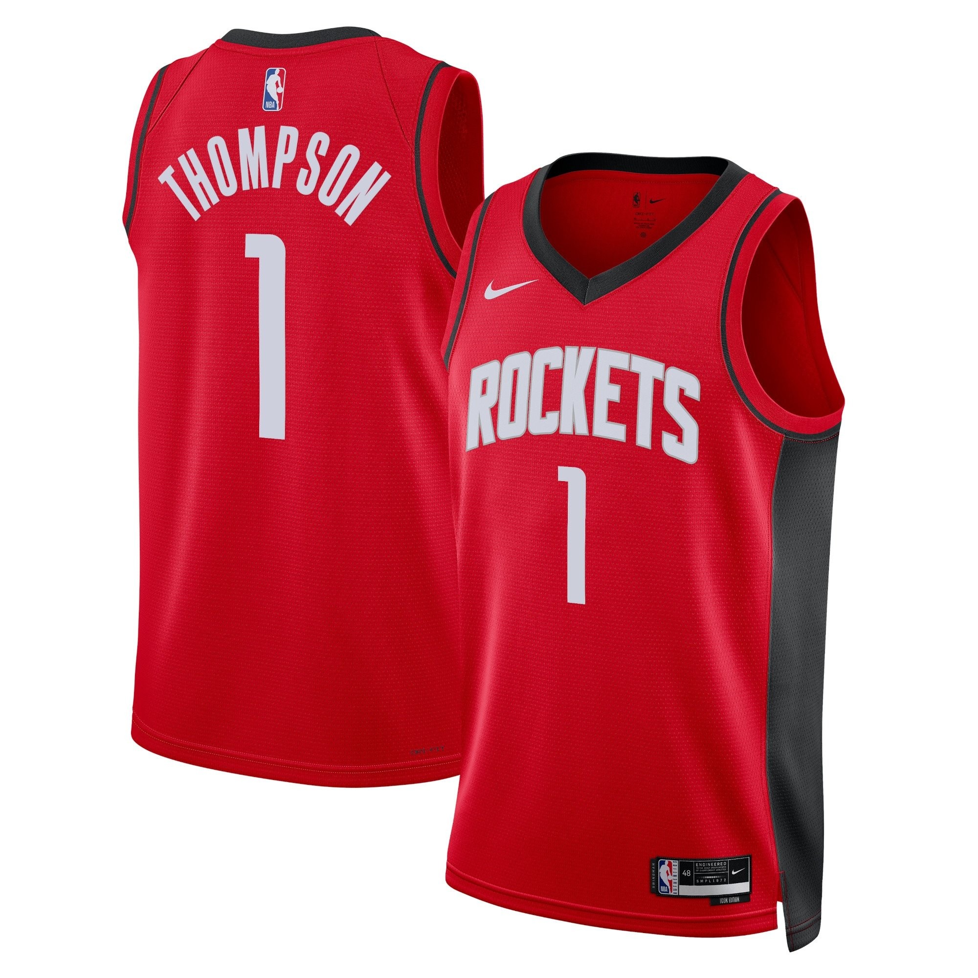 Houston Rockets Icon Edition Swingman Jersey Red Amen Thompson Unisex
