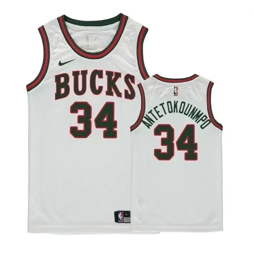 Youth Bucks Giannis Antetokounmpo #34 Classic Edition White Jersey - Unisex