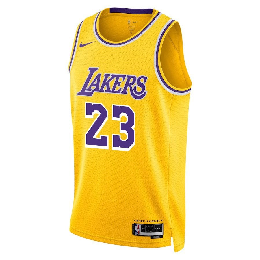 LeBron James 23 Los Angeles Lakers Icon Edition Swingman Jersey Gold Mens - Image 3