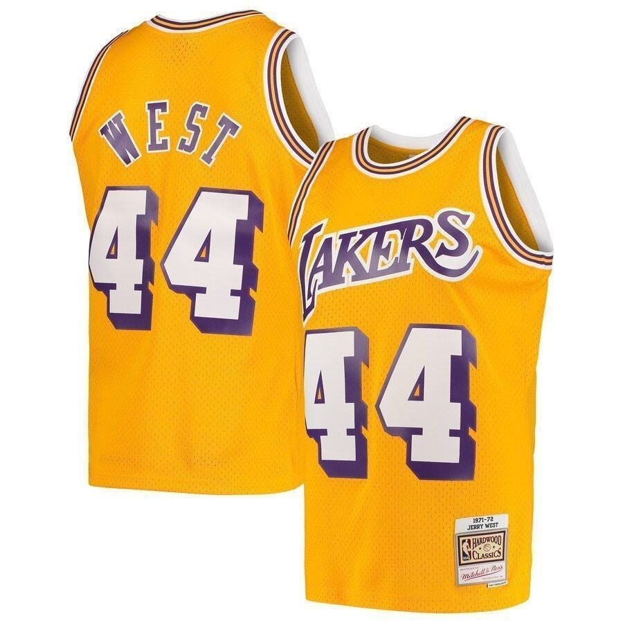 Jerry West Los Angeles Lakers Mitchell & Ness Hardwood Classics 1971-72 Swingman Jersey - Gold
