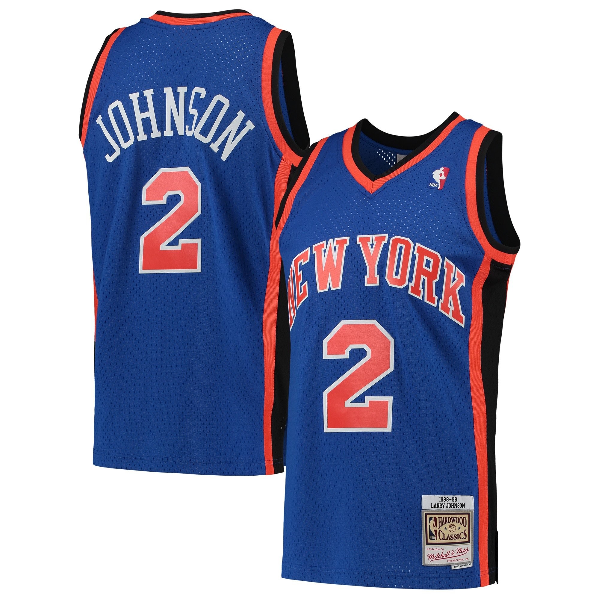 Men's Mitchell & Ness Larry Johnson Blue New York Knicks 1998-99 Hardwood Classics Swingman Jersey