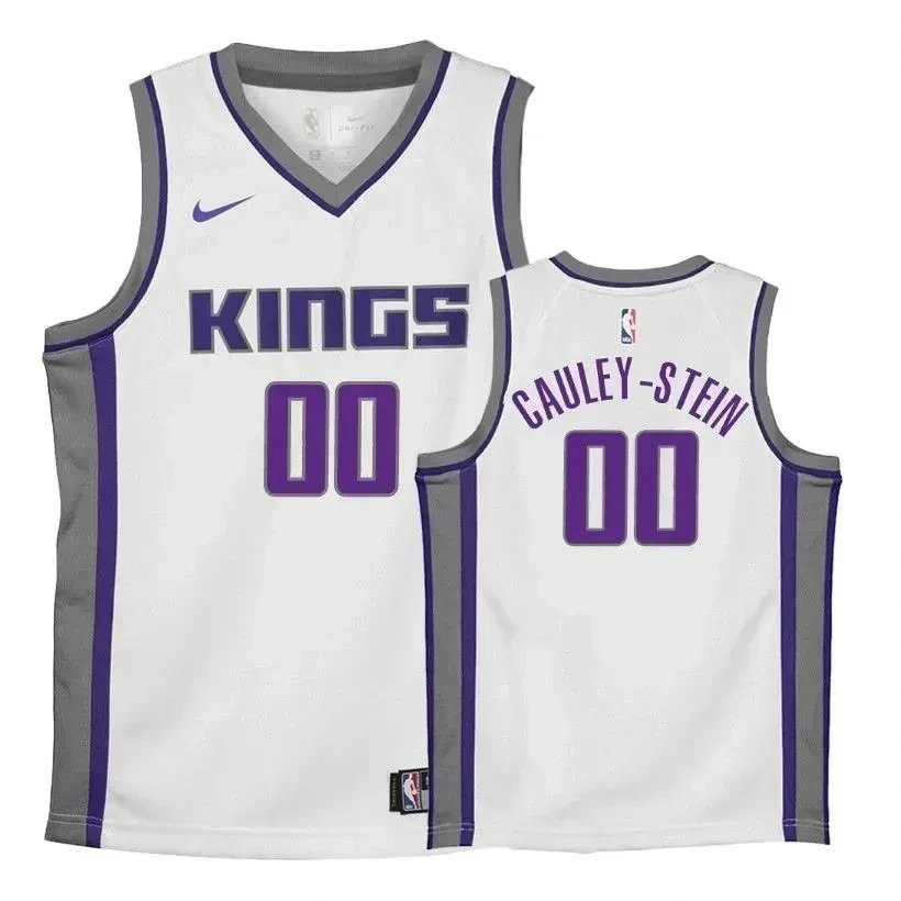 Youth Kings Willie Cauley-Stein 00 Association White Jersey - Unisex Basketball Jersey