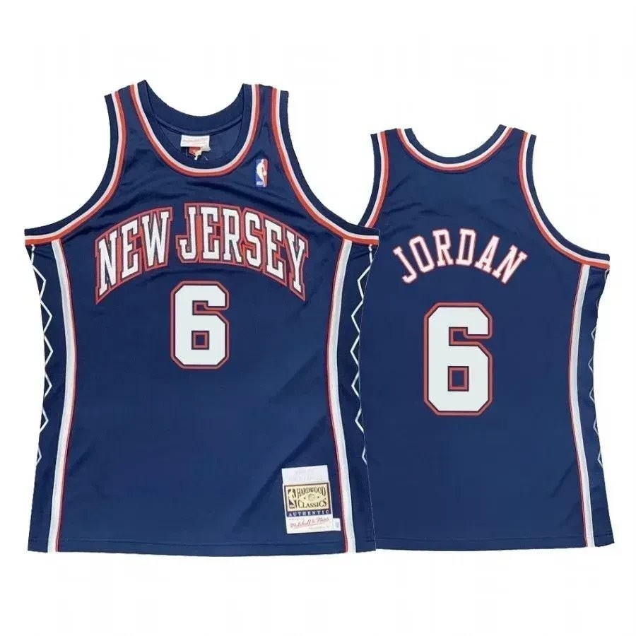 Men's Deandre Jordan 6 Brooklyn Nets Blue Hardwood Classics Jersey