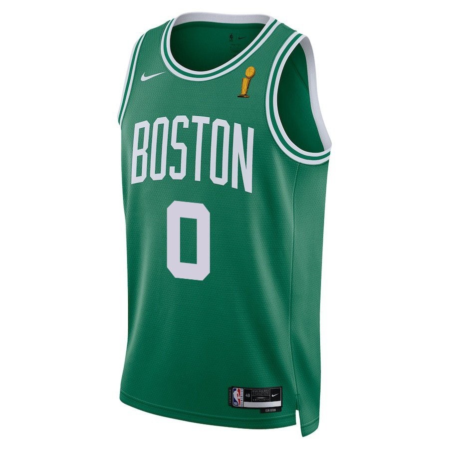 Jayson Tatum 0 Boston Celtics 2024 Icon Edition Jersey Green Finals Champions Patch - Image 3