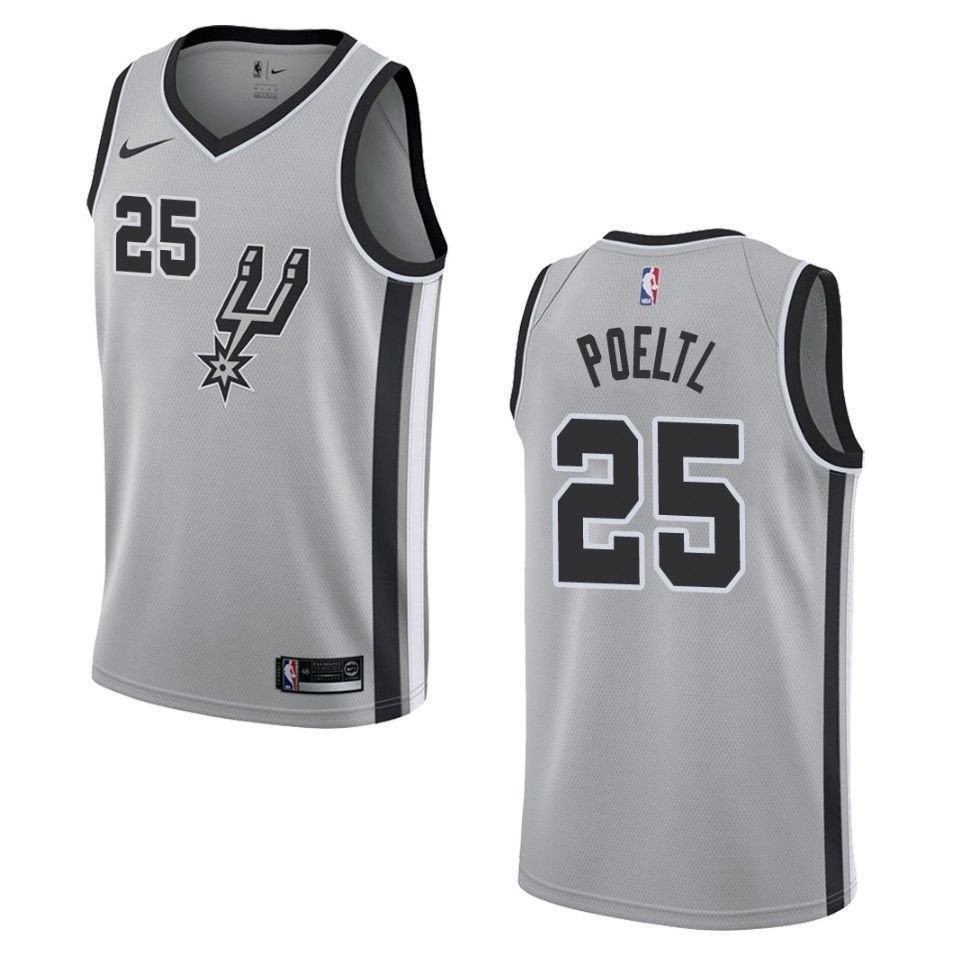 Men's San Antonio Spurs Jakob Poeltl Statement Swingman Jersey Silver - NBA Fan Jersey