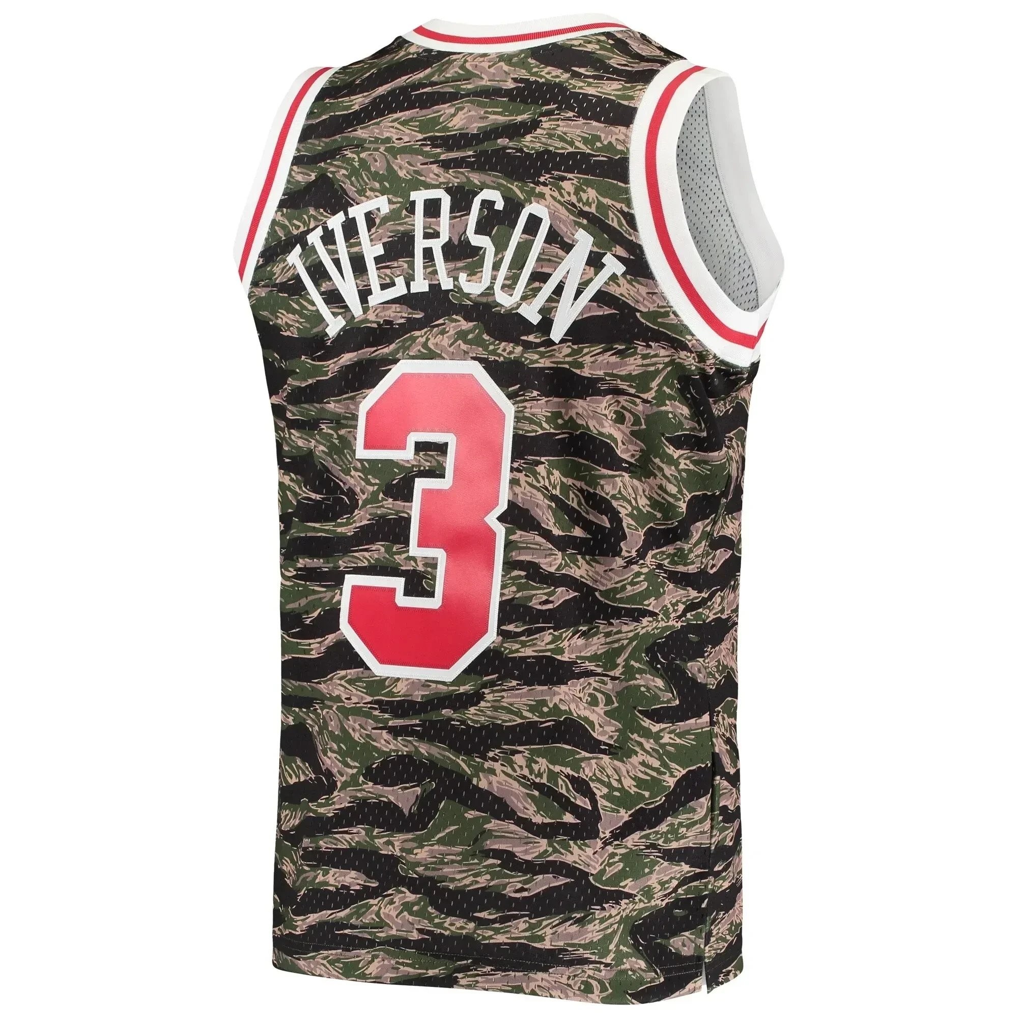 Allen Iverson Philadelphia 76ers Mitchell Ness Hardwood Classics Tiger Swingman Jersey - Camo - Image 3