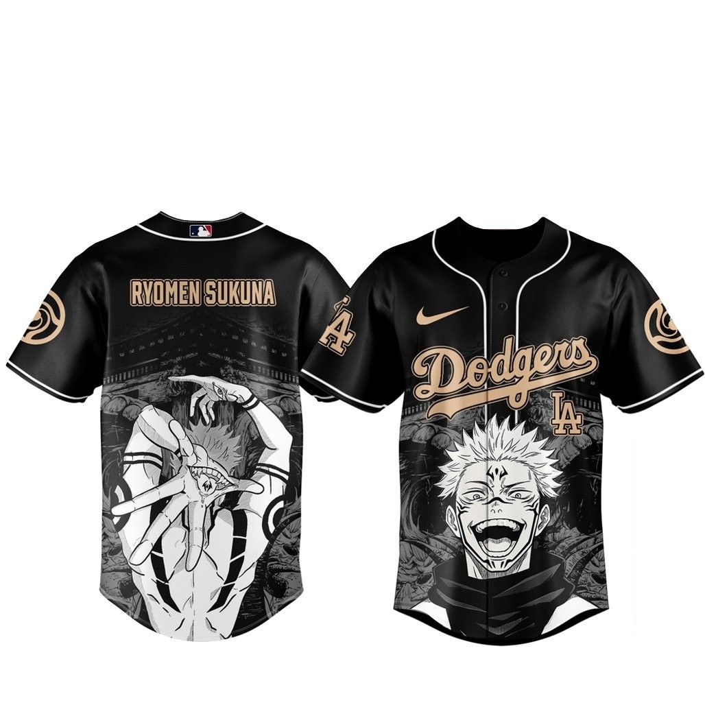 Los Angeles Dodgers x Jujutsu Kaisen Night 2026 Ryomen Sukuna Black Baseball Jersey