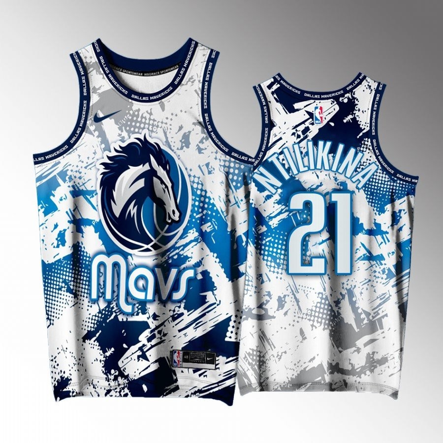 Frank Ntilikina 21 Dallas Mavericks White Men Jersey Printing Splash City Exclusive Edition