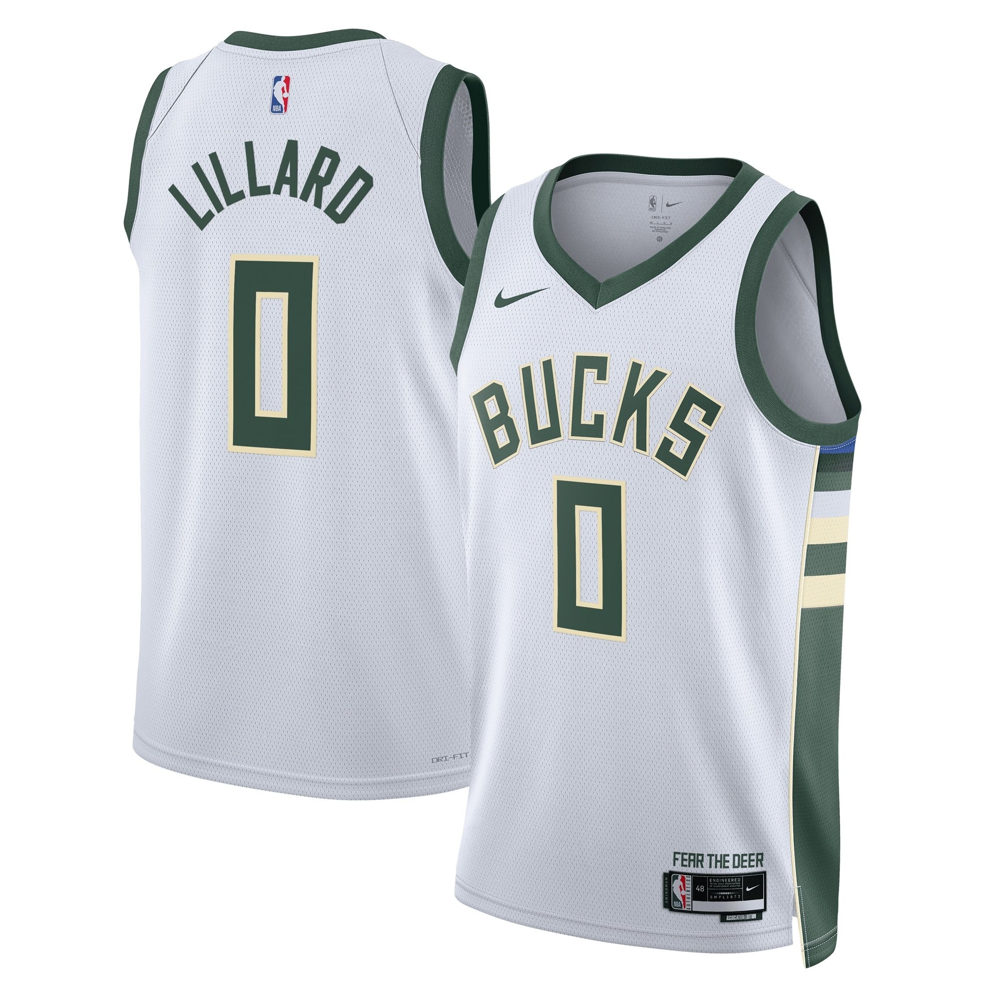 Milwaukee Bucks Association Edition Swingman Jersey White Damian Lillard Unisex