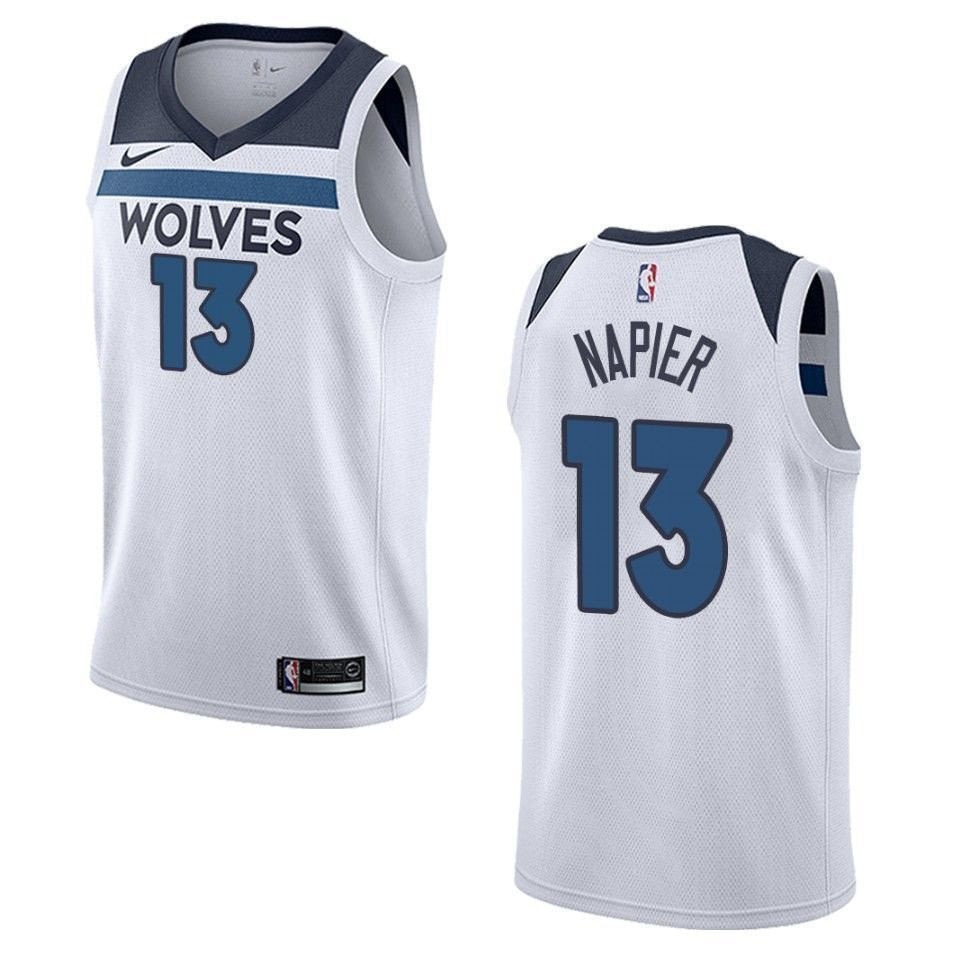 Men's Minnesota Timberwolves Shabazz Napier #13 Association Swingman Jersey White