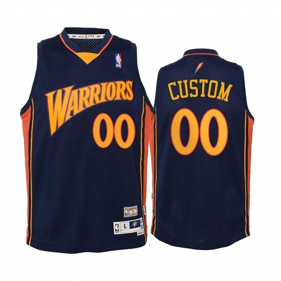Youth Custom Golden State Warriors Hardwood Classics Jersey Navy Multicolor