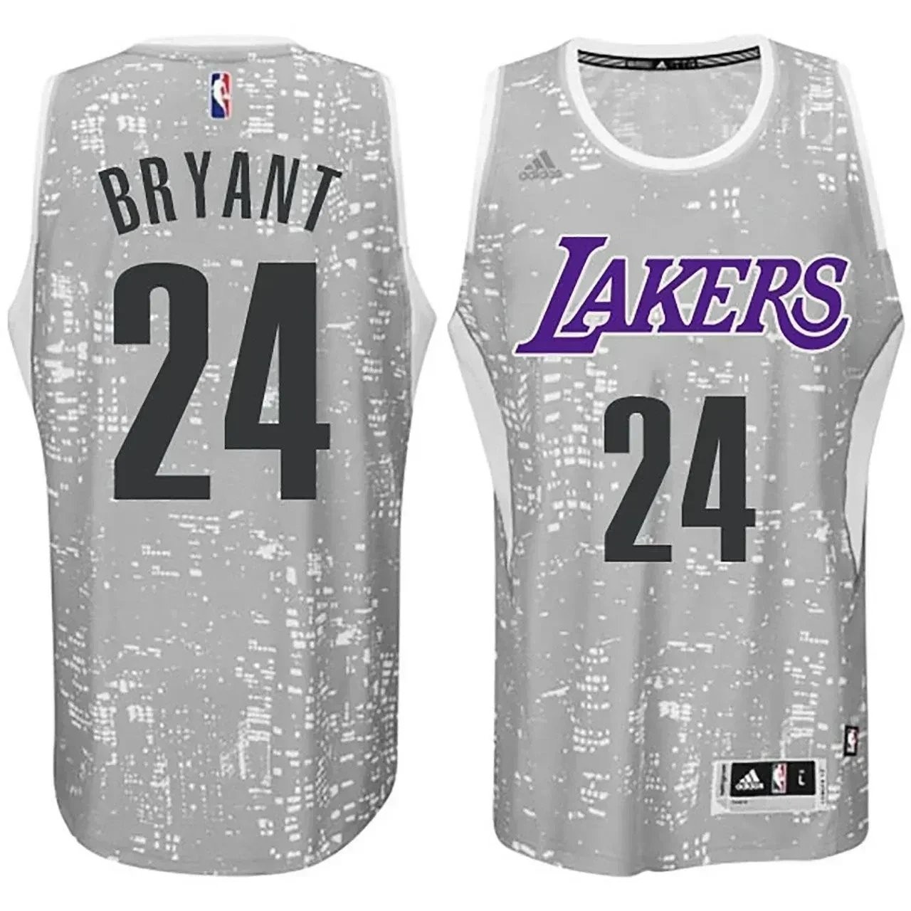 Los Angeles Lakers Kobe Bryant City Lights Gray Swingman Jersey Mens S-3XL