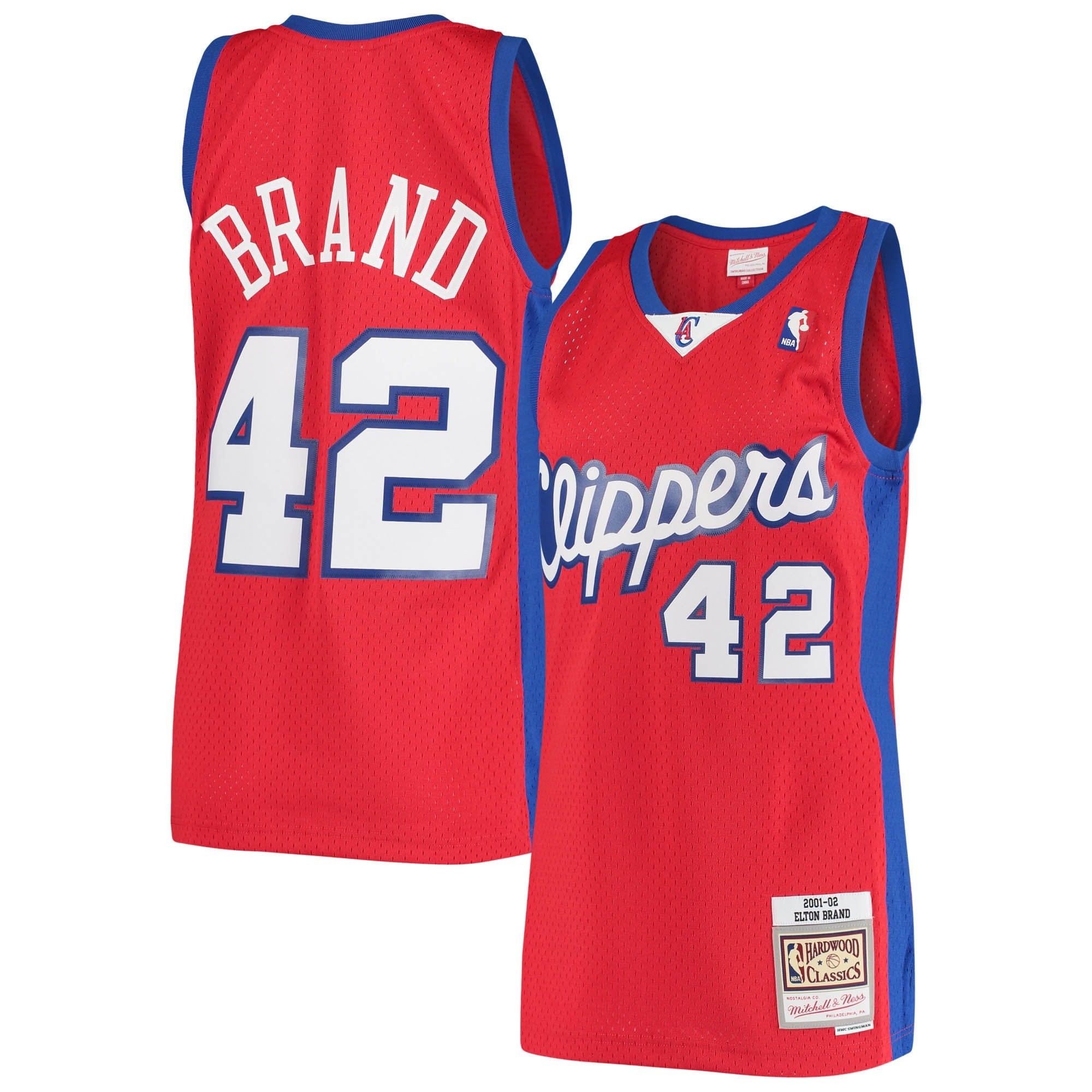 Men's Mitchell & Ness Elton Brand Red LA Clippers 2000/01 Hardwood Classics Swingman Jersey Statement Edition