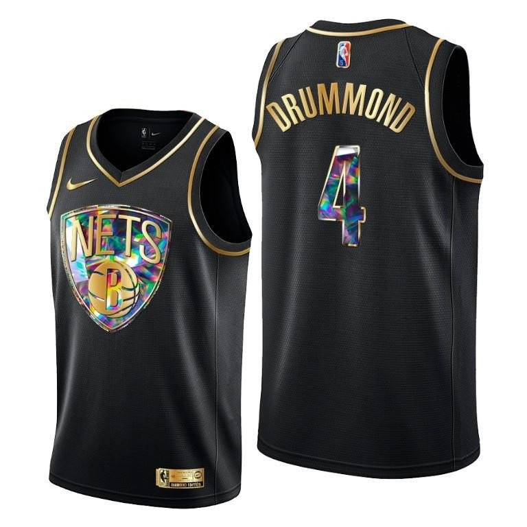 Andre Drummond 4 Brooklyn Nets Diamond Logo Black Jersey - Men Jersey