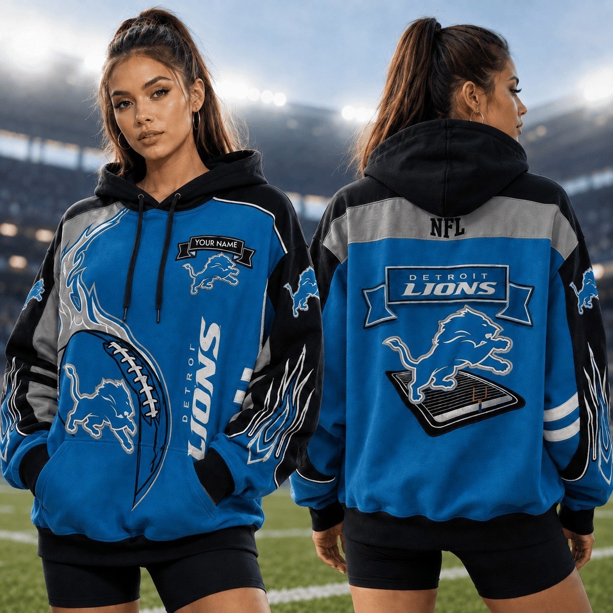 Musemora - Unisex Detroit Lions Hoodie - Game Day Football