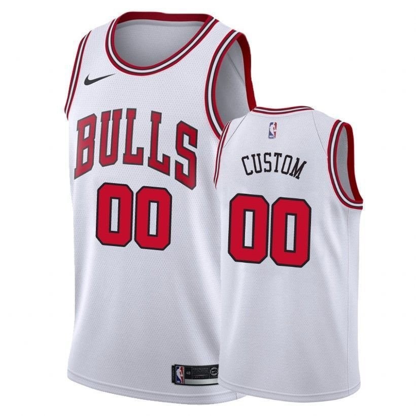 Men's Bulls Custom 00 Association White Basketball Jersey S-3XL