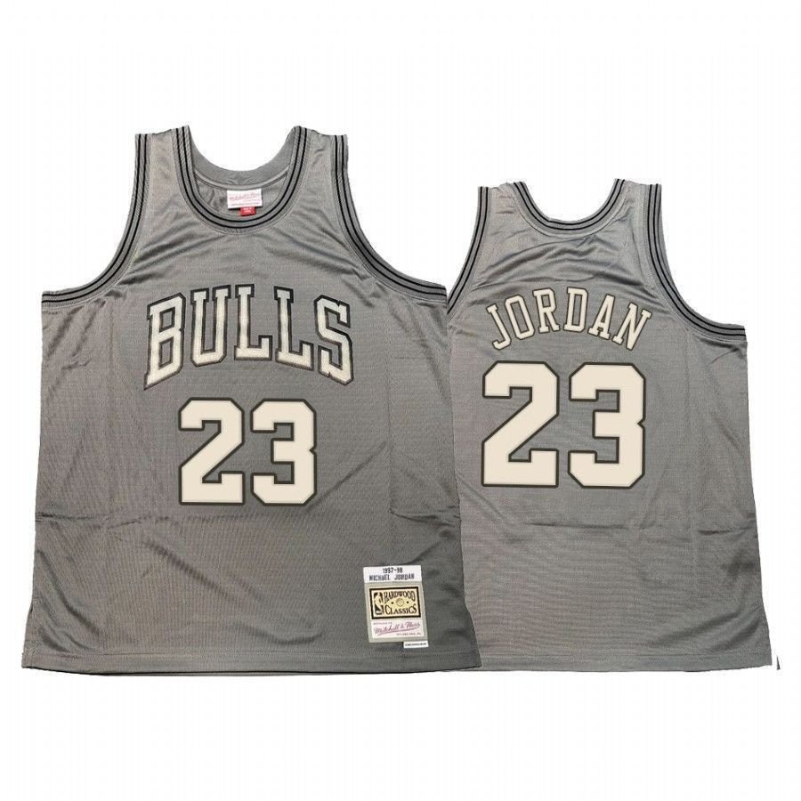 Men's Michael Jordan 23 Chicago Bulls Hardwood Classics Jersey Gray