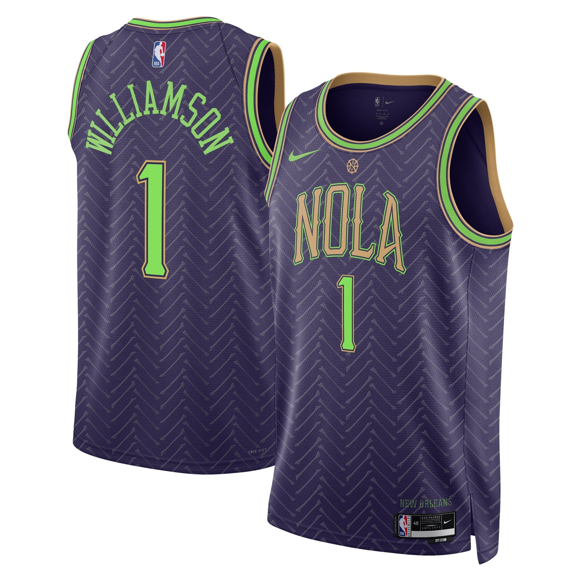 New Orleans Pelicans City Edition Swingman Jersey 2024 Purple Zion Williamson Unisex