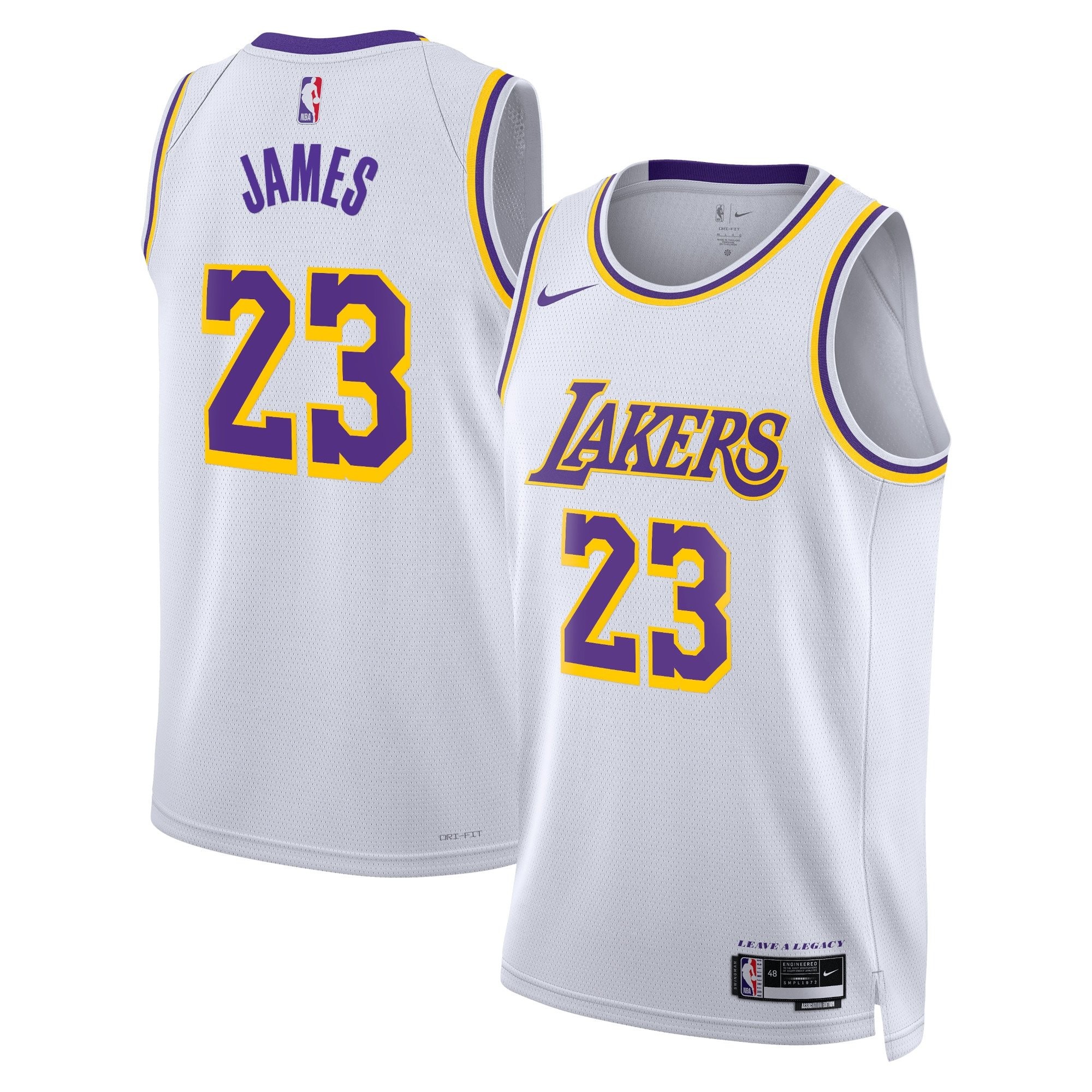 Los Angeles Lakers Association Edition Swingman Jersey White LeBron James Unisex